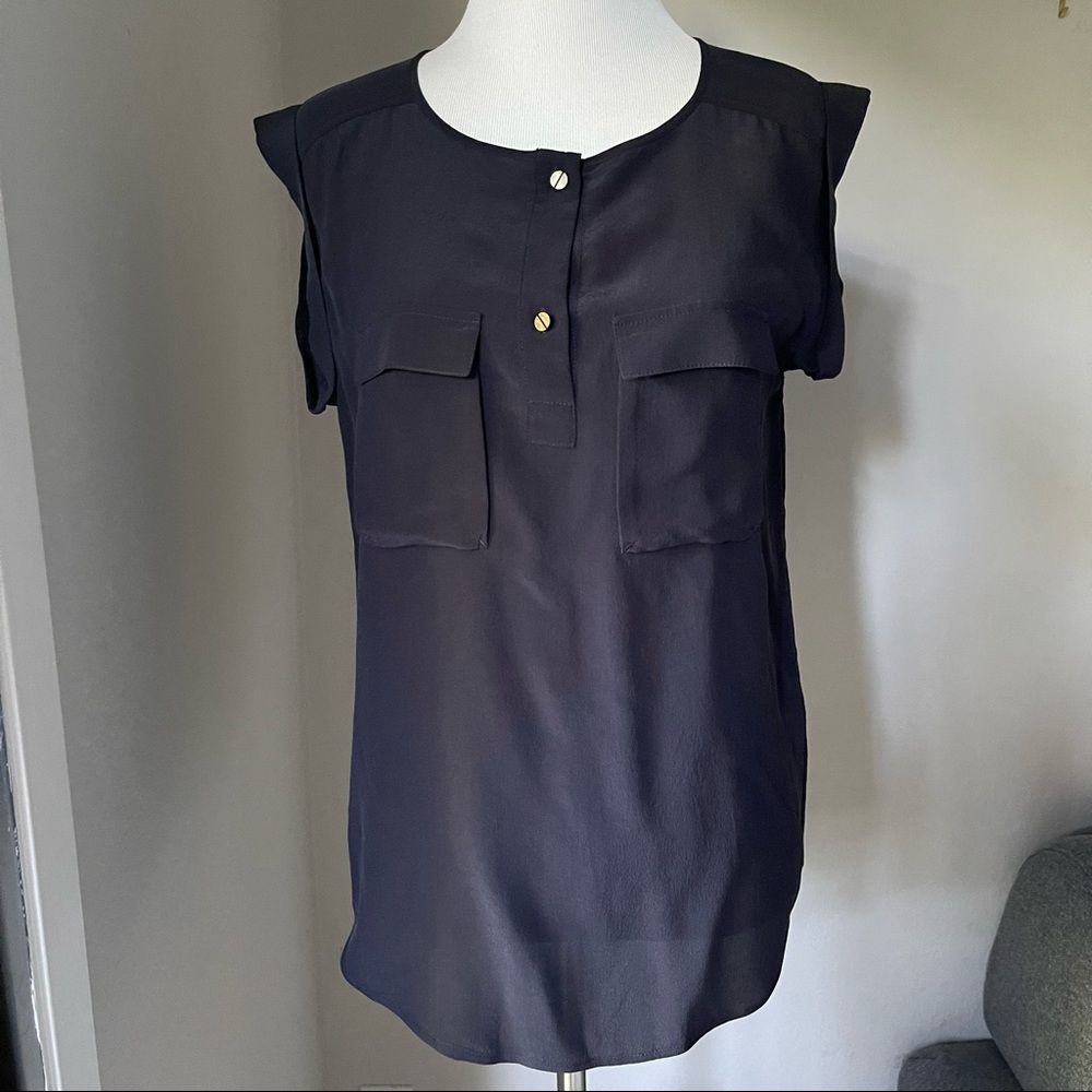Club Monaco Silk Pocket Top